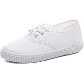 JGKDTX Boy's Girl's Lace up Sneakers Unisex White Canvas Shoes(Toddler/Little Kid)