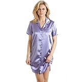 Camille Womens Ladies Luxurious Lilac Knee Length Satin Sleepshirt