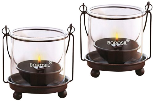 Borosil Hanging Diya Lights (Medium, Set of 2)