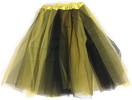 KWC – Princess Dance Costume Ballet Warrior Dash Fun 5K Run 3-Layer Skirt Tutu (Plus, Yellow and Black)
