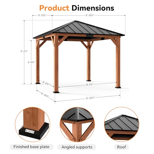 Modern Shade Permanent Wood Gazebo 10x10 with Galvanized Steel Roof image 11