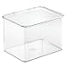 mDesign Storage Box Organizer for Vitamins, Medicine, Medical, Dental Supplies - Hinged Lid, Small, Clear