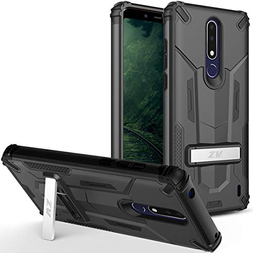 Phonelicious Nokia 3.1 Plus Case with Kickstand Heavy Duty Rugged Slim Durable Hybrid Dual Layer Shockproof Phone Cover Compatible Cricket Nokia 3.1+ (Black)