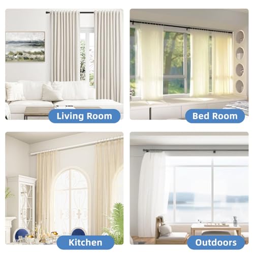 Indoor Curtain Rods Curtain Rod 25 mm Diameter Indoor Curtain Pole for Bedroom Living Room White 84-220 cm