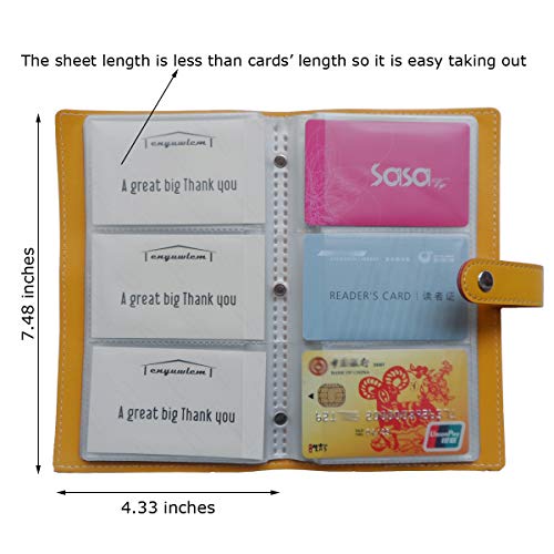 Enyuwlcm PU Leather Business Card Book Organizer Journal Name Card Book Holder for Women Hold 240 Cards Yellow - Thumbnail 4