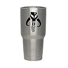 Mandalorian Skull Silhouette Star Wars Inspired Vinyl Sticker Decal for Yeti Mug Cup 30 oz RTIC Sic Cup Thermos Cup