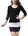 Allegra K Women Scoop Neck Long Sleeve Colorblock Panel Slim Fit Tunic Shirt Small / US 6 Black