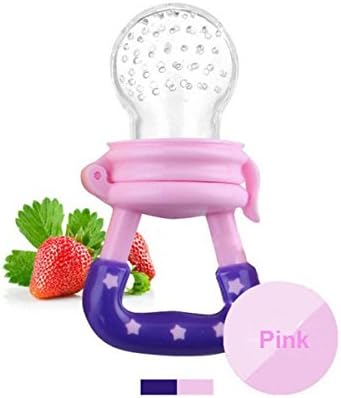 Fresh Food & Fruit Feeding Pacifier – Tinabless Silicone Teething Pacifiers | Great Baby Nibbler Food Feeder Teether | Baby Feeding Teething Toys Set | Mesh Feeder Teethers Teething Toy (Pink)