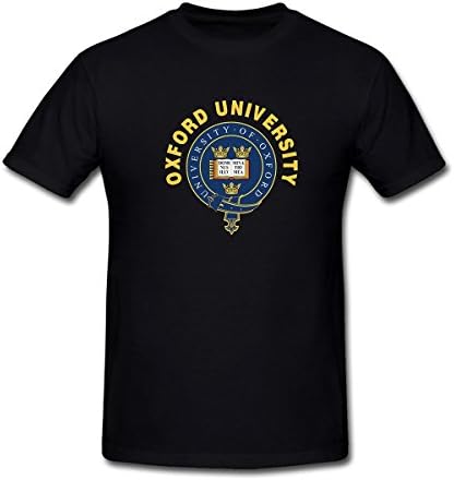 AmyArt Men's University of Oxford Seal Pattern T-Shirt XL Black