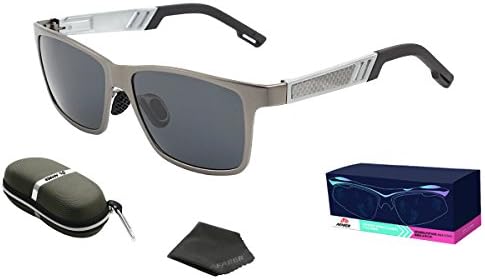 AFARER Sports Polarized Sunglasses Metal Frame for Men Women Driving Running Fishing Golf Cycling Hiking Climbing Black Sliver