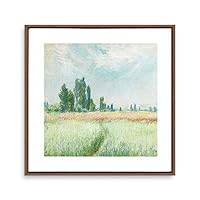 Framed Canvas Wall Art Path Through The Corn at Pourville by Claude Monet Canvas Prints Home Artwork Decoration for Living Room,Bedroom - 16x16 inches