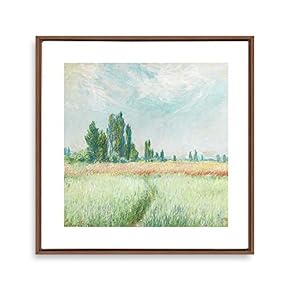 Framed Canvas Wall Art Path Through The Corn at Pourville by Claude Monet Canvas Prints Home Artwork Decoration for Living Room,Bedroom - 16x16 inches