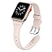 Secbolt Leather Compatible with Apple Watch Band 42mm 44mm Iwatch SE Series 6 5 4 3 2 1 Slim Replacement Retro Wristband Strap Iwatch Stainless Steel Buckle, Beige