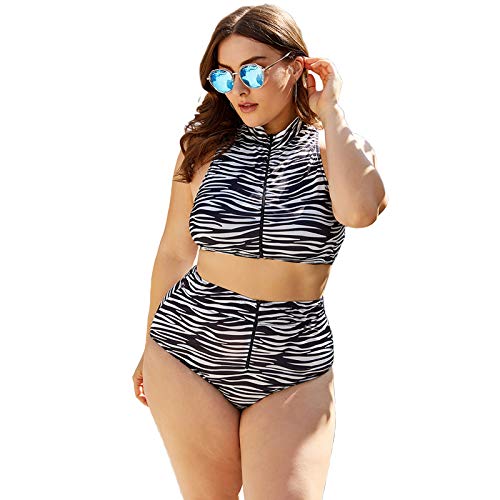 nvIEFE Traje de baño de 2 piezas para mujer, diseño de rayas de cebra