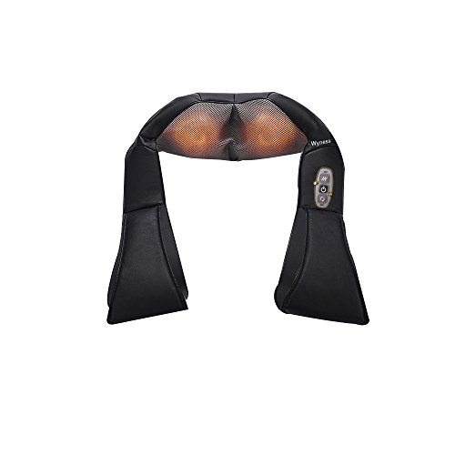Wyness Shiatsu Deep Kneading Massage Pillow with Heat, Car/Office Chair Massager, Neck, Shoulder, Back, Waist Massager Pillow [Speed Control, Bi-Direction Control] â€“ Black