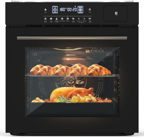 Single Wall Oven, 24” Electric Built-In Oven, 2.5 Cu.Ft Wall Oven With Touch Control, 3000W 240V, 8 Cooking Functions for Kitchen