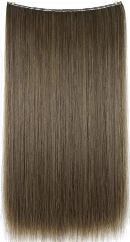 TOPREETY 24"100gr Halo Hair Extensions Elastic Invisible Wire Attached (Medim ash brown mix Light ash blonde #8A/16 …)