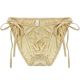 FEESHOW Men's Silky Fastening String Bikini Briefs Bulge Pouch Underwear Swimwear