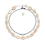 VUJANTIRY Cowrie Shell Choker Necklace for Women Hawaiian Seashell Pearls Choker Necklace Statement Adjustable Cord Necklace Set (Shell&Pearls Choker #1)