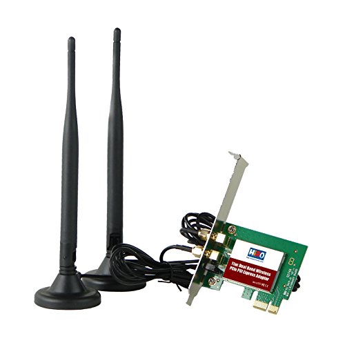 HIRO H50323 Dual Band Wireless 802.11ac AC1200 11ac WiFi 2T2R 867Mbps PCIe PCI Express PCI-E x1 Adapter 2 x 5dBi 5ft Omnidirectional Antenna Windows 10 8.1 8 7