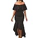 Women's Sexy Off Shoulder Ruffle Stretchy Party Mermaid Elegant Midi Long Maxi Dress