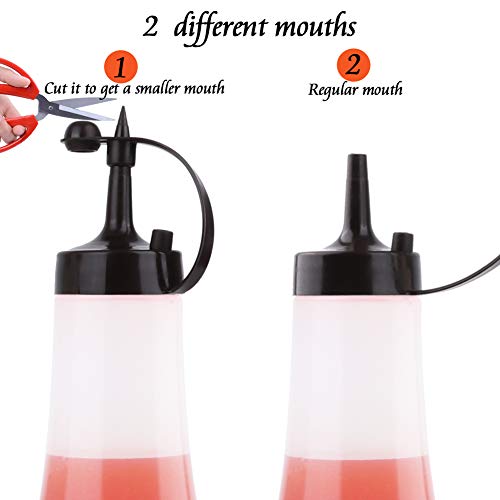 Plastic Squeeze Bottles for Sauces with Lids, Kitchen Squeeze Bottle for BBQ Sauce, Condiments, Salad Dressings and Ketchup, No BPA, FDA Approved (16 OZ, Pack of 3 (Brown))