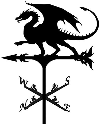 Alnicov Animal Metal Weather Vane,Vintage Black Weather Vane Hollow Wind Direction Indicator for Outdoor Garden Roof Paddock Decoration Weather Vane (Fire Dragon)