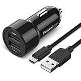 Car Charger PowerBear [24W / 4.8A] Dual USB Port Car Charger | Smart ID Technology/Samsung S7, S6 Edge Plus, Pixel, Android, LG & More [24 Month Warranty]