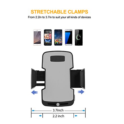 Amoner Car Phone Mount, Cell Phone Holder for Car Dashboard Windshield Compatible with iPhone 11 Pro/XS Max/XR/X 8/7/6 Samsung Galaxy S10 S9 S8 and Other Smartphones up to 6.5 inches, Black Gray