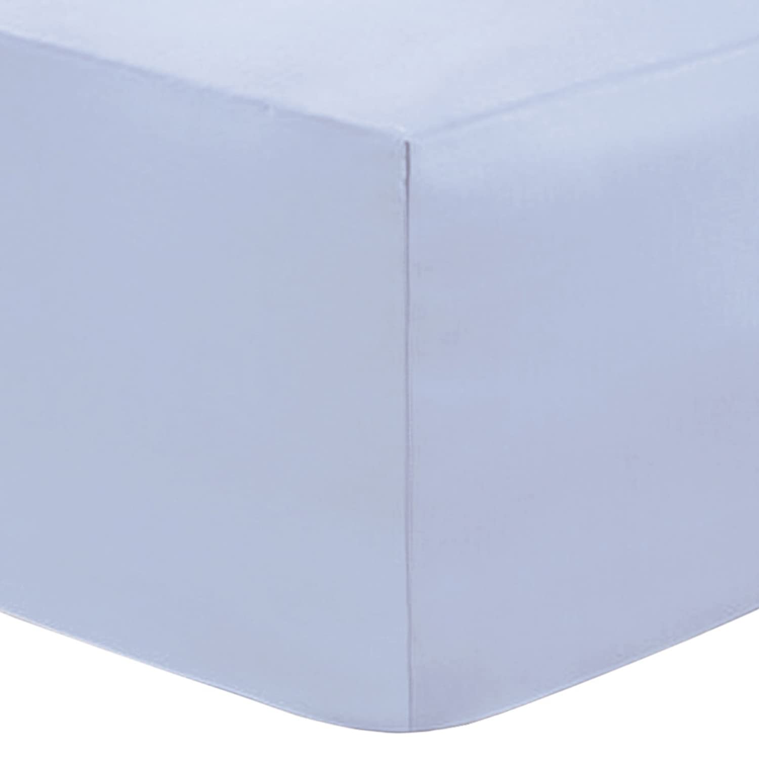 Deep Fitted Bed Sheets Easy-Care Non-Iron Percale 10'' / 25CM Fitted Sheet, Super King - Sky Blue