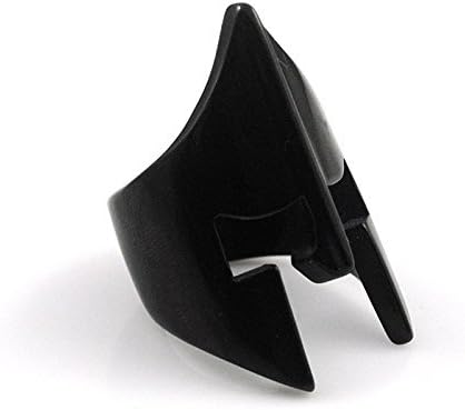 CHIMDOU Black&amp;Silver Color Stainless Steel Ring 2017 Party Spartan Helmet Ring Men Jewelry New Arrival PUNK anillos mujer (7, Black)