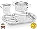 Children's Premium Stainless Steel Dinnerware Set |1 Bowl with Handles, 1 Cup with Handle & 1 Divided Plate | Fun Fire Truck Design | | Ideal for Babies,Toddlers & Kids | by Kiddobloom