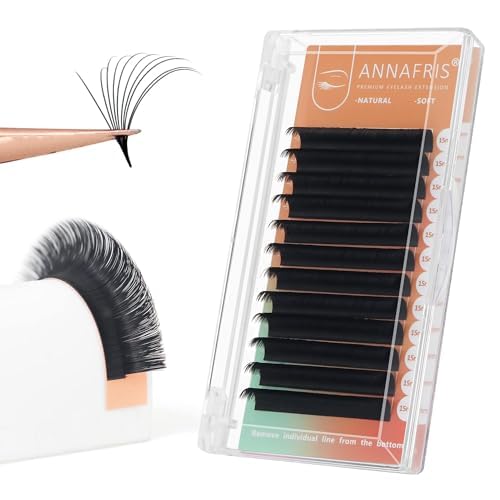 ANNAFRIS Easy Fan Eyelash Extension Automatic 1S Flowering 0.07 D Curl 10mm Individual False Lashes Natural Soft Matte Black Volume Lash Extensions 0.07 D, 10mm) — image 1