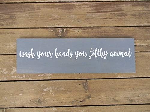 Evan332Eddie Wash Your Hands You Filthy Animal Wood Sign Wood Wall Art Bathroom Wall Decor Boys Bathroom Home Alone Lover Rustic Decor