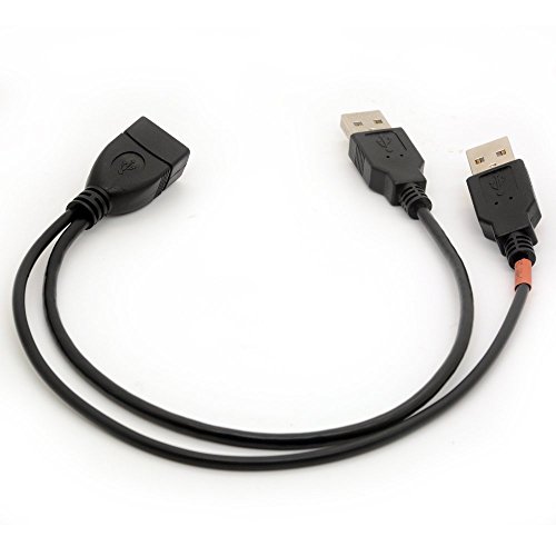 USB Cable Y Splitter USB 2.0 Power Enhancer Hub Adapter Data Charger Cable Extension Code Type a 30cm (1 Female to 2 Male)