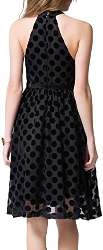 Sviuse Women’s Halter Neck Floral Sleeveless A-Line Lace Wedding Swing Cocktail Party Black Dress