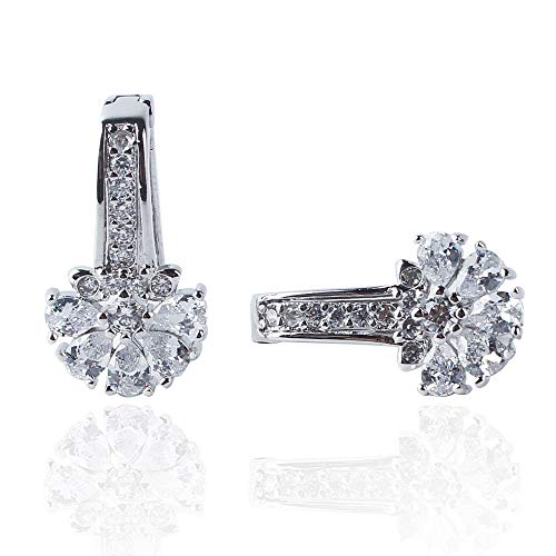 925 Sterling Silver Small Hoop Earrings Cubic Zirconia cartilage, Cubic Zirconia Cuff Earrings Huggie Stud, Gold Plated Huggie Earrings for Women Hypoallergenic (Big CZ-Silver)