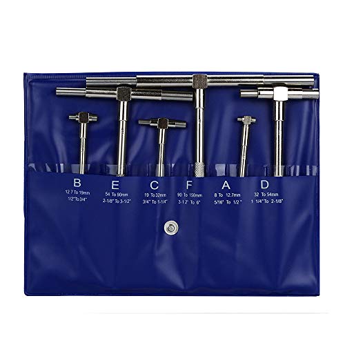 CMrtew 6pcs Telescopic Gauge 8-150mm (5/16"-6") Adjustable Inner Diameter Gauge Carbon Steel Micrometer Measuring Tools Set(Ship from USA) (Silver) - Thumbnail 7