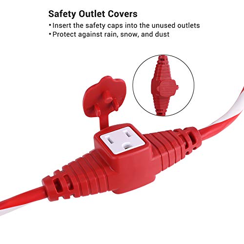 DEWENWILS 25 FT Candy Cane Outdoor Extension Cord with Multiple Spaced