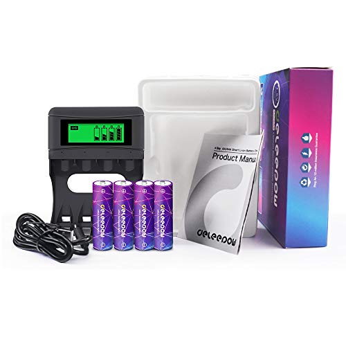 Deleepow Rechargeable AA Lithium Batteries with AA/AAA Individual Fast