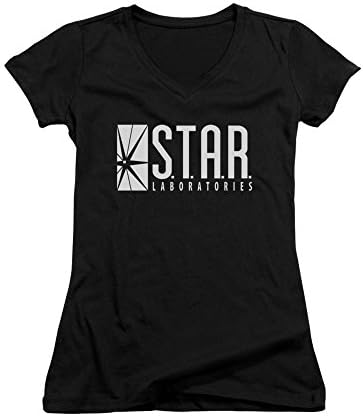 THE FLASH/S.T.A.R.-JUNIOR V-NECK-BLACK-LG