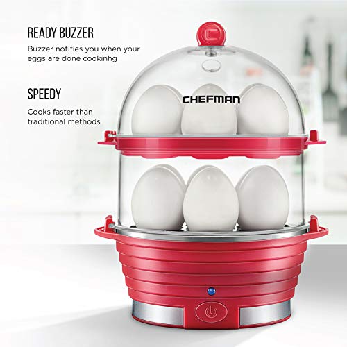 image for Chefman Electric Egg Cooker Boiler, Rapid Egg-Maker & Poacher, Food & 