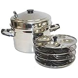 Tabakh 4-Rack Stainless Steel Idli Cooker with Strong Handles, Makes 16 Idlis