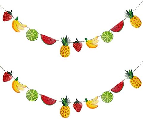 Nuobesty 2pcs Paper Fruit Banner Summer Banner Flags Watermelon