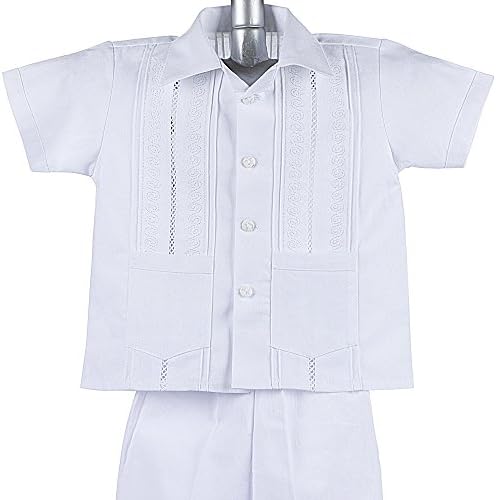 Boys Guayabera Shirt, Boys Baptism Shirt w/ Pants Set, Mexican Wedding Shirt, Cotton Guayabera, 912 (2 YR)