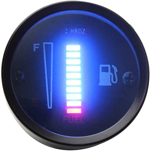 52mm Car LED Fuel Gauge, 12V DC Universal Car Fuel Level Gauge with Fuel Sensor LED Display Gauge for Car Motorcycle(Black)