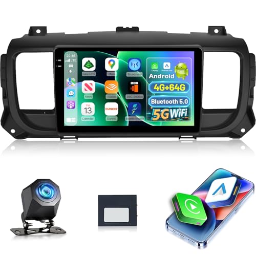 4+64G Car Radio for Citroën Jumpy 3/Peugeot Expert/Toyota Proace 2016-2021 with Carpla Android Auto - Radio Support WiFi GPS Steering Wheel Control + Reverse Camera