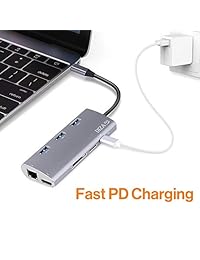 DIZA100 USB C Hub Compatible con MacBook Pro, Microsoft Series, XPS y otros dispositivos tipo C