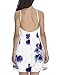 FANCYINN Women’s Floral Print Short Dress Spaghetti Strap Backless Mini Skater Dress Blue Floral M