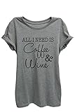 Coffee and Wine Womens Relaxed T-Shirt Tee Heather Grey - Large